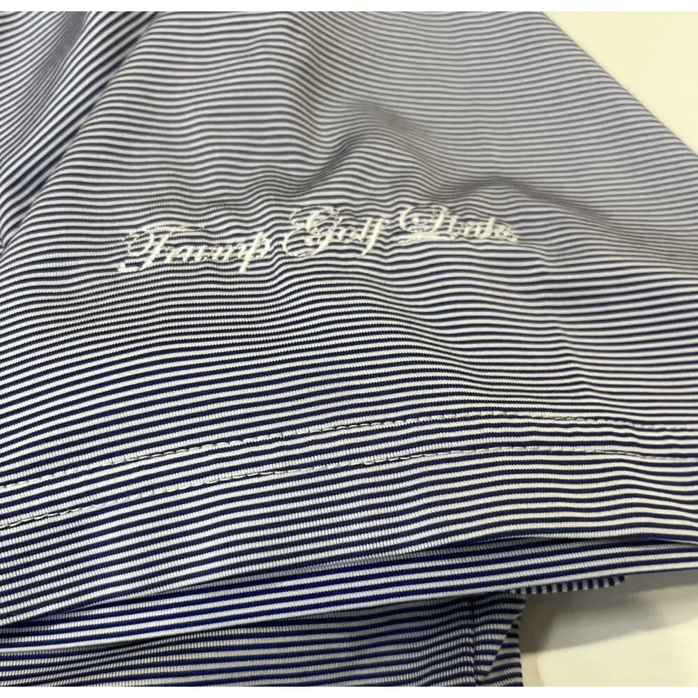 RXL Ralph Lauren Trump Golf Links Arm Logo Men’s Navy Striped Golf Polo XL Tall